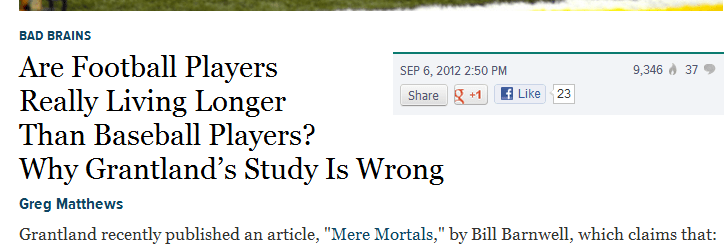 Football vs. Baseball lifetime data